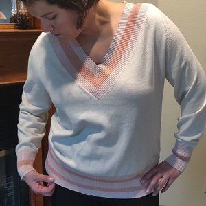 Treasure & Bond Pink Sparkly Vneck Sweater Sz L